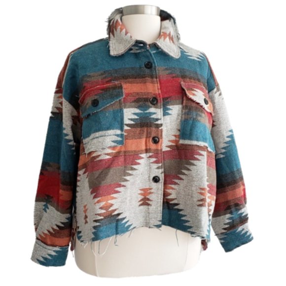 SOLD OUT Plus Size Aztec Tribal Yellowstone Shirt Jacket Shacket - Picture 4 of 11